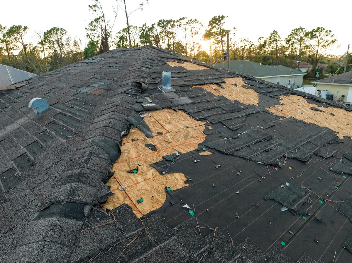 Worn, curling shingles on an Edmonton home before Summit Peak replacement