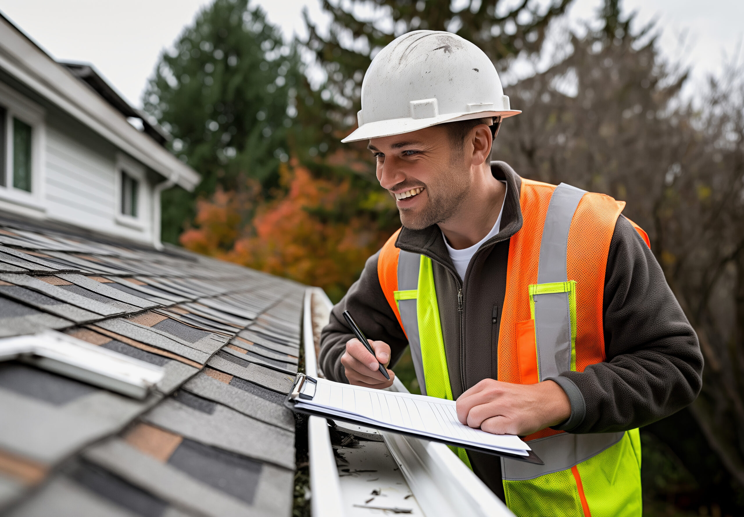 Summit Peak inspector on commercial flat roof documenting condition and damage areas in Edmonton